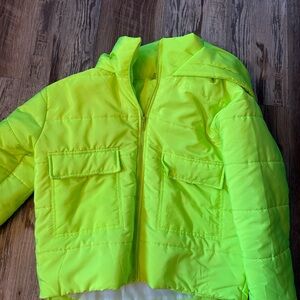 Size 8 PrettyLittleThing Neon Green Puffer Jacket